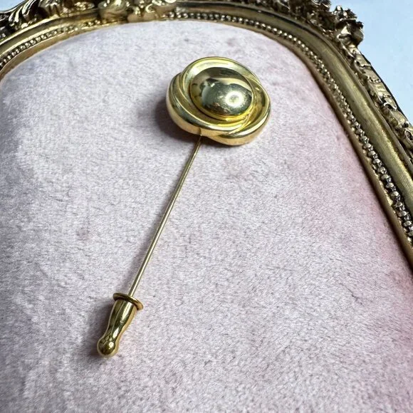 Vintage Signed Monet Gold-Tone Signed Stick Pin Brooch W/ Swirl Design 80s Retro - Picture 5 of 8